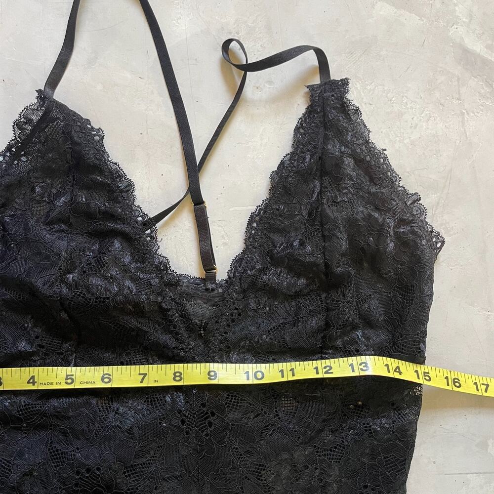 Sheer Black Lace Teddy Bodysuit Sz M Romantic Boudoir Coquette Lingerie - Picture 5 of 6